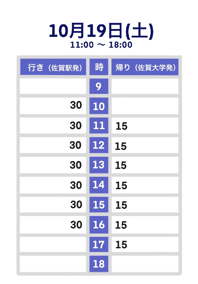 シャトルバス時刻表